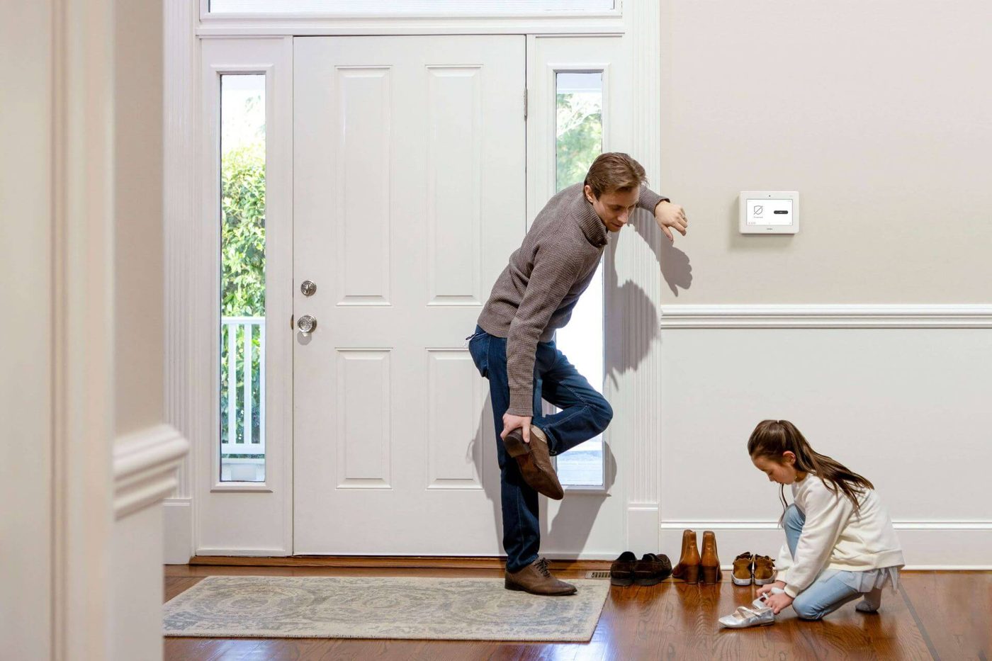 First Alert ProSeries panel in a family home entryway